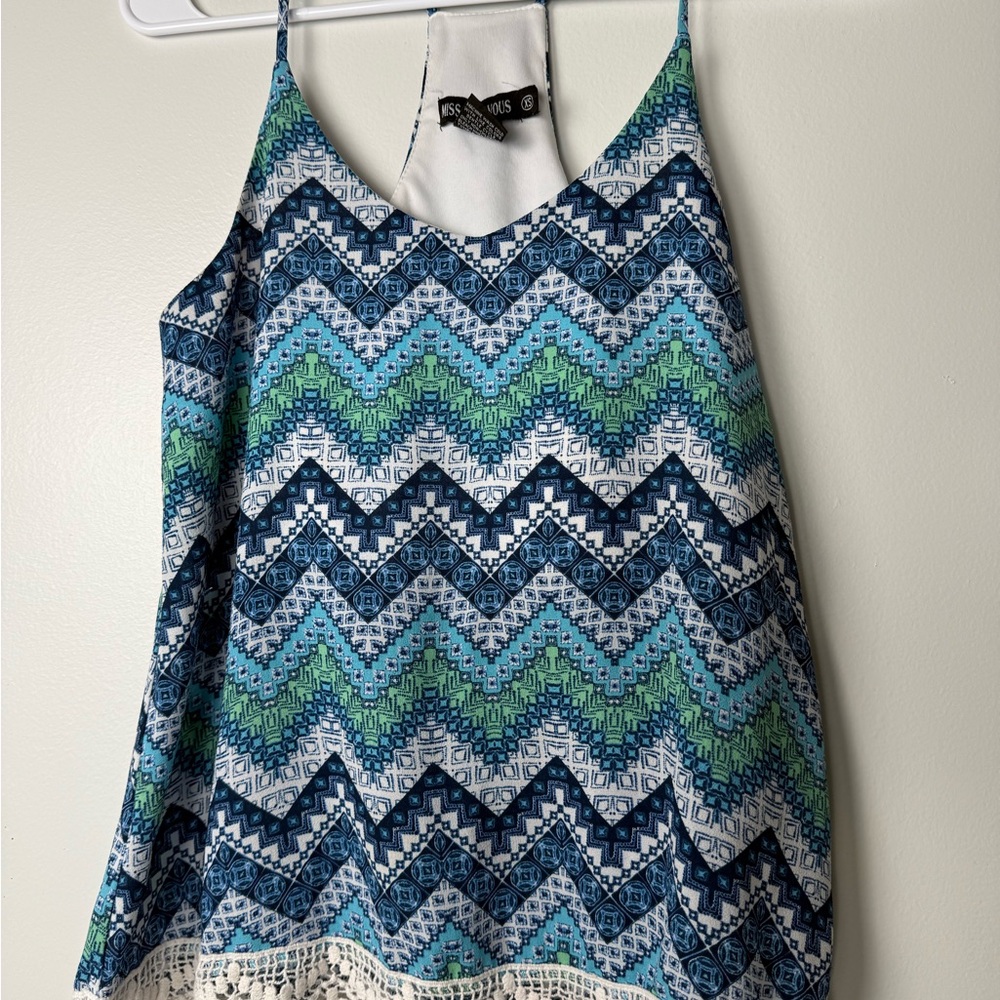 Miss Chievous Women's Zigzag Camisole - Blue and Green